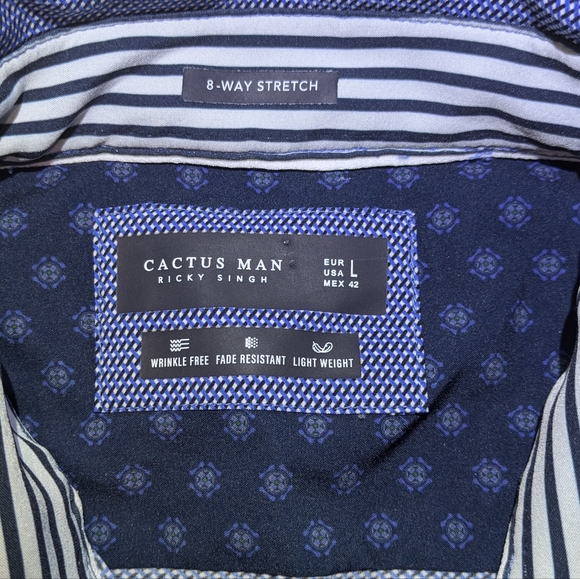 Cactus Man by Ricky Singh Shirt / Blue Button Down Top - Picture 8 of 11